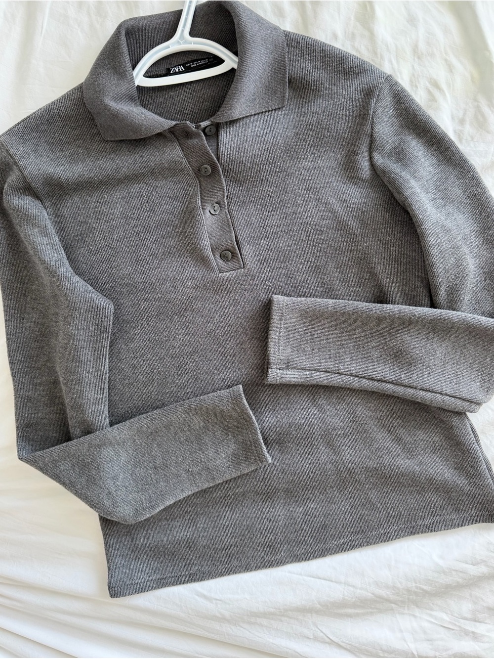 ZARA Charcoal Gray Polo-Knit Sweater